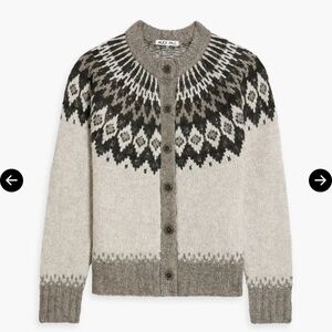 Alex Mill Fair Isle Pattern Cardigan in Gray and Cream
